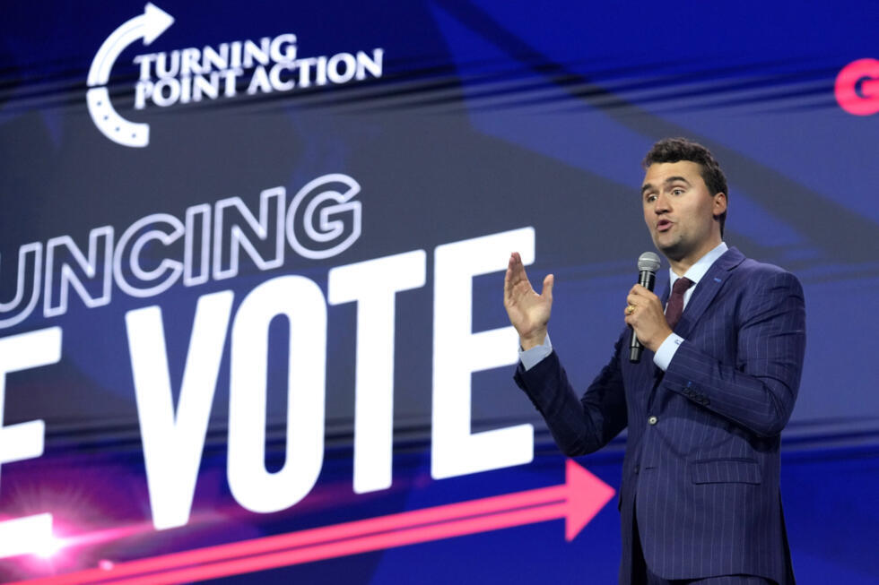 Imagen de archivo de Charlie Kirk en una campaña de recaudación de fondos para el voto republicano en West Palm Beach, 15 de julio de 2023.
