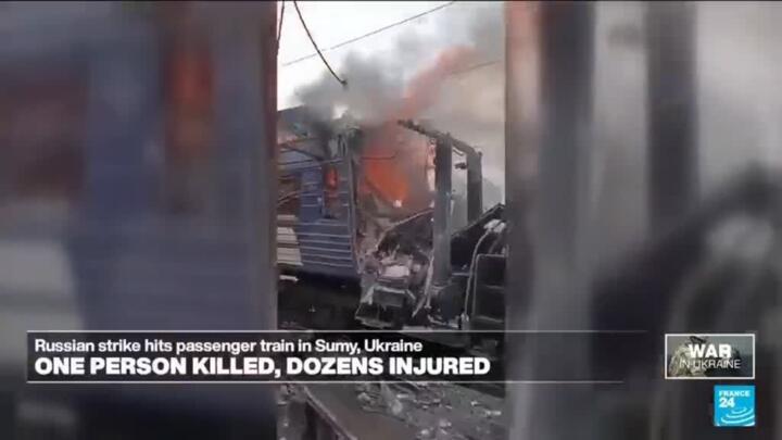 Russian strike hits train station in Ukraine, killing at least one