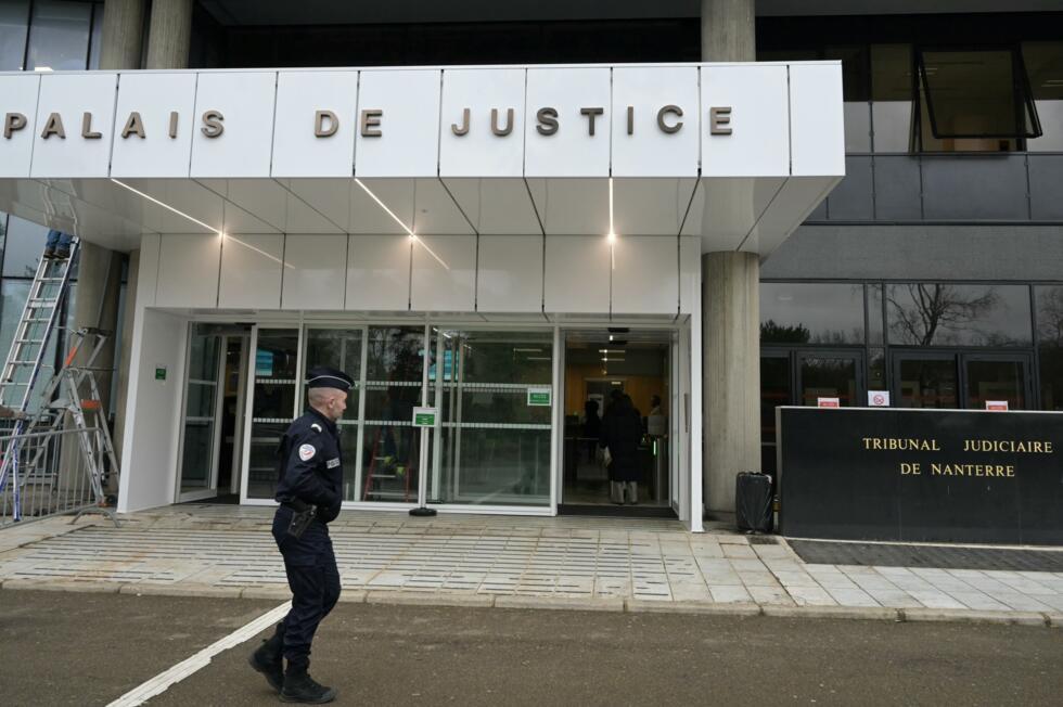 L'entrée du tribunal de Nanterre, avant l'audience de Dominique Pelicot, au centre judiciaire dédié aux affaires non résolues, le 30 janvier 2025 dans les Hauts-de-Seine.