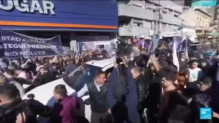 Argentina's Milei pelted with stones while campaigning amid corruption scandal