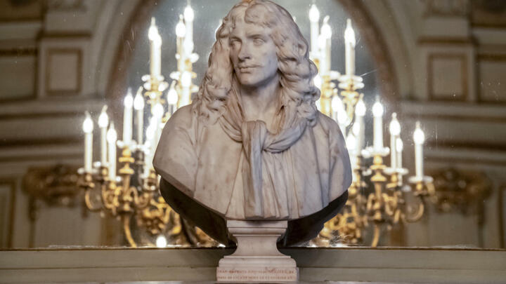 A bust of Molière at the Comedie Française in Paris, photo taken on December 14, 2021.
