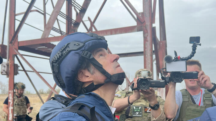 Handout photo by Zaporizhzhia nuclear power plant press service shows IAEA chief Rafael Grossi visiting the plant on September 4, 2024.