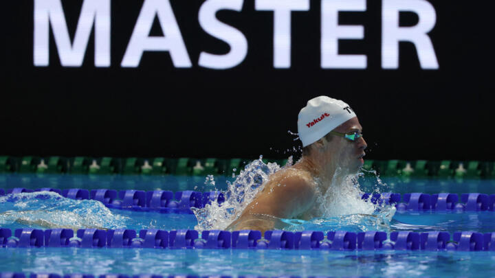 France's Léon Marchand in action during the final of the World Aquatics Championships Men 400m Medley Final in Singapore on August 3, 2025.