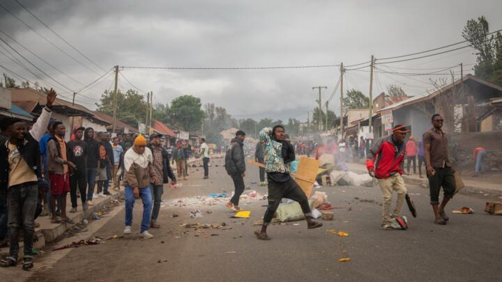 A protest in Arusha following allegations of electoral irregularities on October 30, 2025.