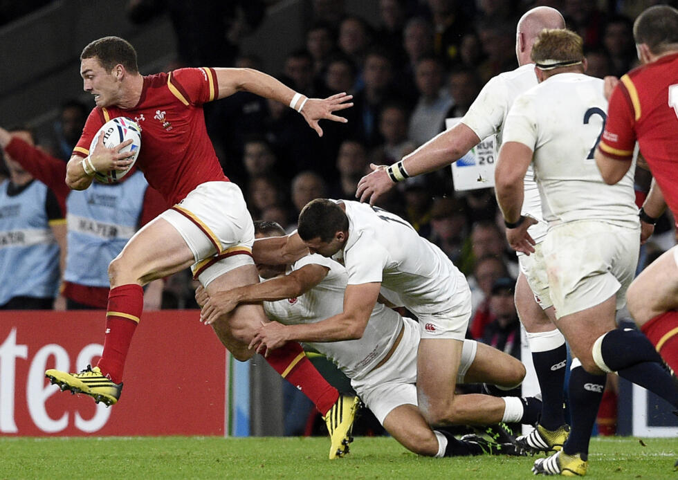 Wales are a long way off the side including George North (L) that beat England to send the hosts packing in the 2015 Rugby World Cup