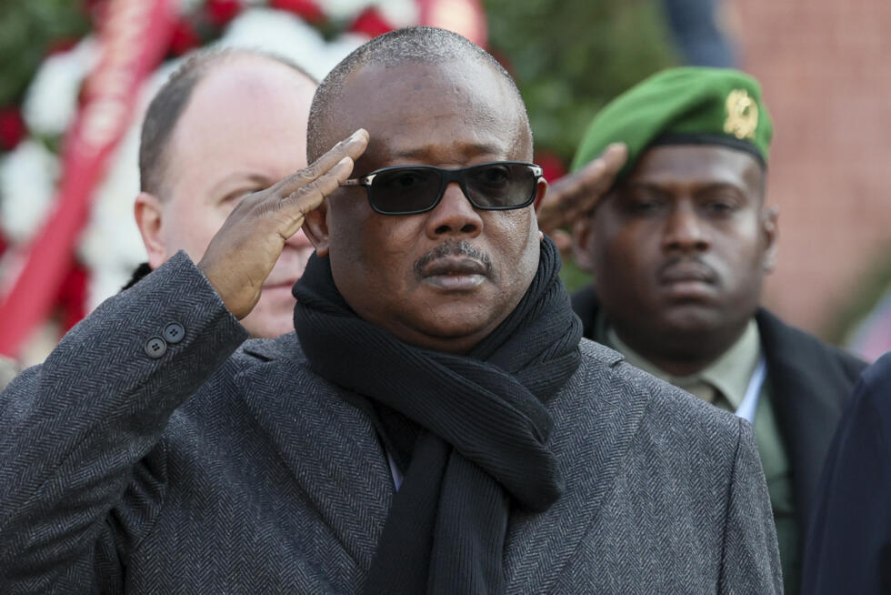 Brigadier General Denis N'Canha, head of the military office of the presidency gives a press conference at the General Staff of the Armed Forces on November 26, 2025.