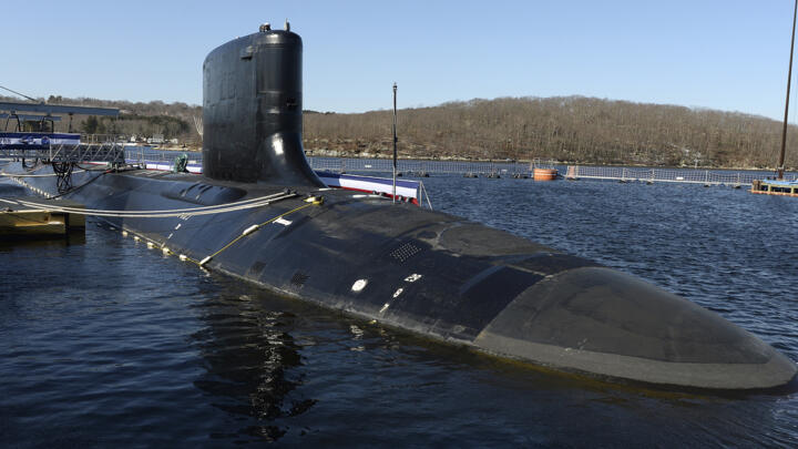 The Virginia-class fast attack submarine USS Colorado (SSN 788) is seen before at the commissioning ceremony at Naval Submarine Base New London in Groton, Conn., March 17, 2018.