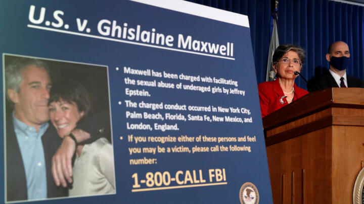 Audrey Strauss, then acting United States attorney for the Southern District of New York, speaks alongside William F. Sweeney Jr., then assistant director in charge of the FBI’s New York office, at a news conference announcing charges against Ghislaine Maxwell for her role in the sexual exploitation and abuse of girls by Jeffrey Epstein in New York City on July 2, 2020.
