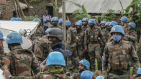United Nations ‘blue helmets’ arrive at their base in Rugari, 50 kilometres from Goma, in the east of Democratic Republic of Congo on January 28, 2022.