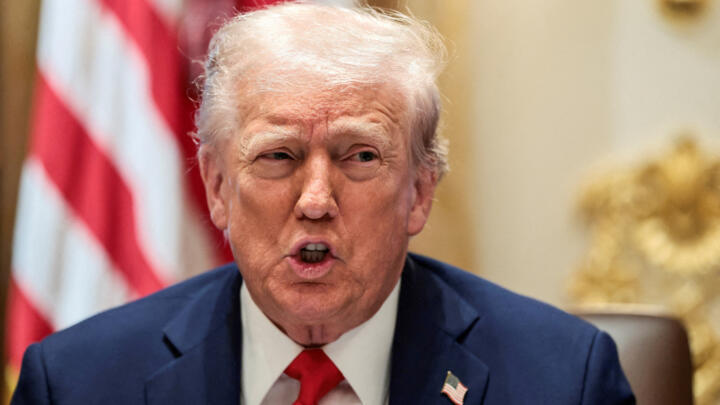 US President Donald Trump speaks during a cabinet meeting at the White House in Washington, D.C., US, October 9, 2025.