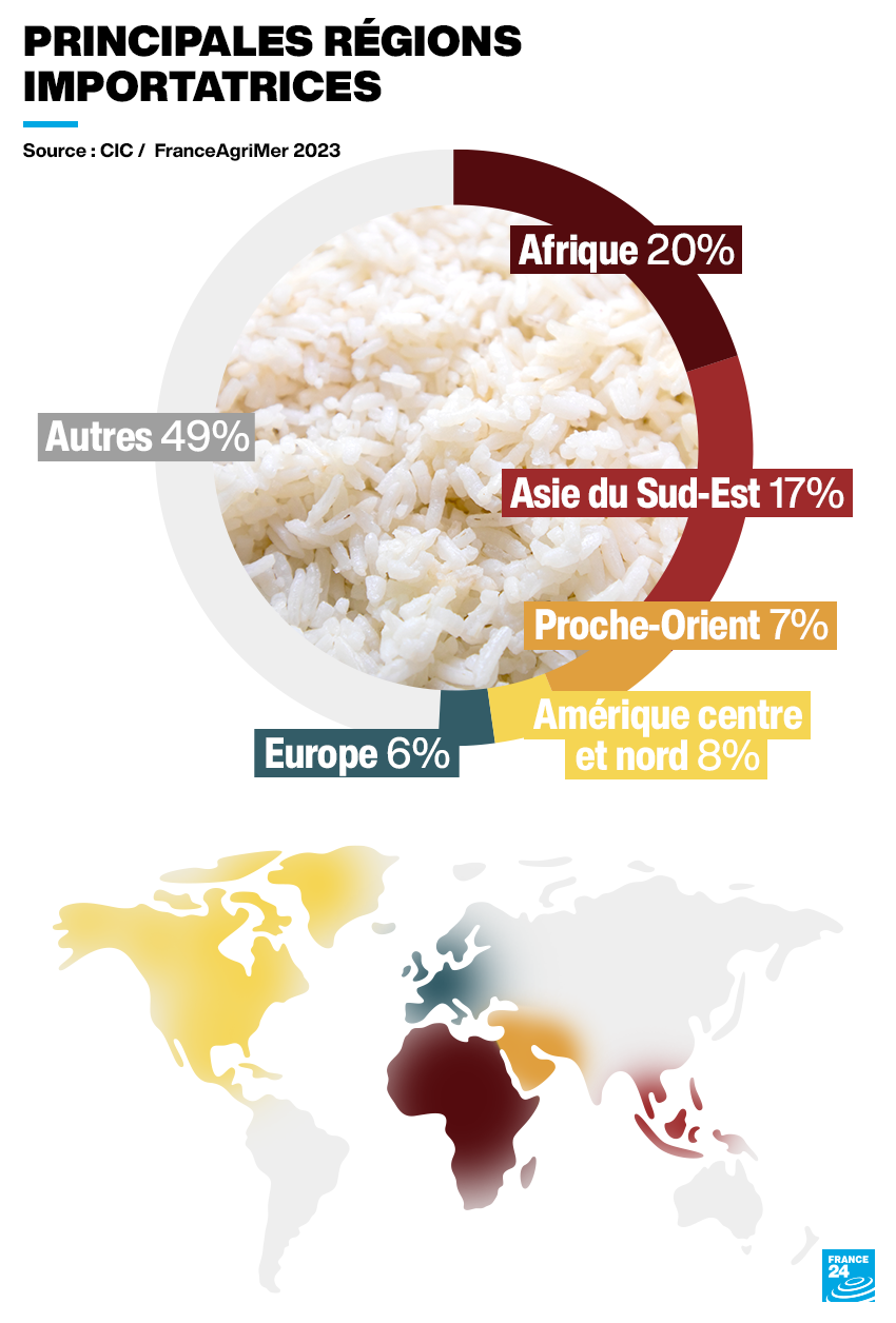 Les principales régions importatrices de riz dans le monde.