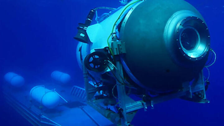 This undated image courtesy of OceanGate Expeditions shows the Titan submersible that went missing on a mission to the Titanic wreck.