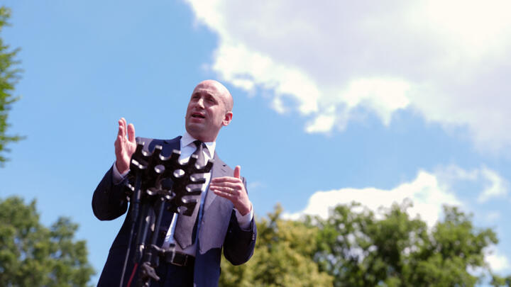White House Deputy Chief of Staff Stephen Miller speaks to the media outside the White House on May 30, 2025 in Washington, DC.