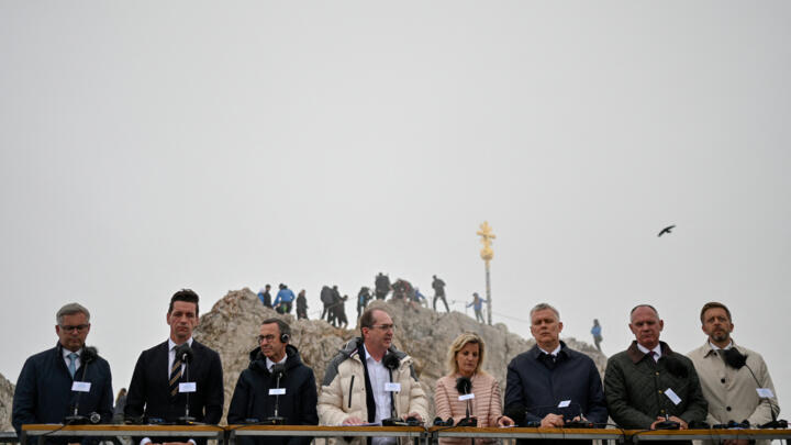EU ministers meet to discuss migration policies at the Zugspitze mountain in Grainau near Garmisch-Partenkirchen, southern Germany, on July 18, 2025.