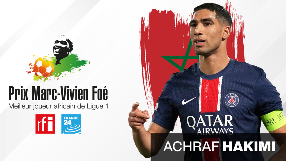 Le latéral marocain du PSG, Achraf Hakimi, remporte le prix Marc-Vivien Foé 2025.
