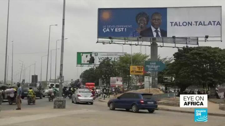 Election billboards ahead of the April 11, 2021, presidential vote in Benin.