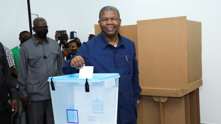 Angola's President and leader of the People's Movement for the Liberation of Angola (MPLA) ruling party Joao Lourenco casts his vote in a general election in the capital Luanda, Angola on August 24, 2022.
