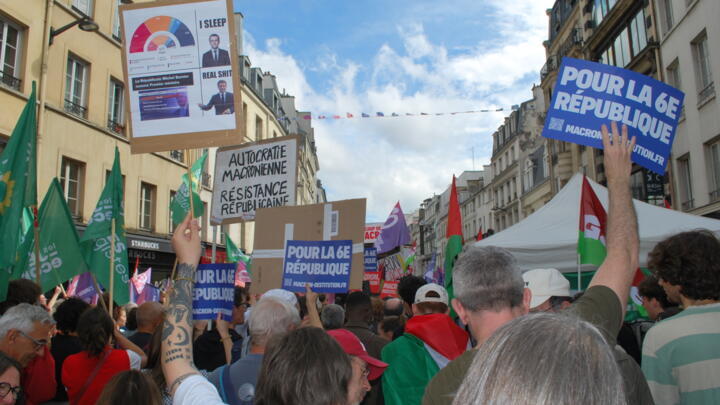 Protesters rallied in central Paris on September 7 to demonstrate against the appointment of Michel Barnier as prime minister.