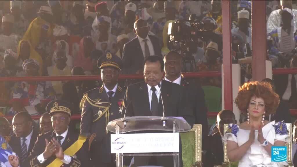 Cameroon's president makes public appearance to campaign for reelection