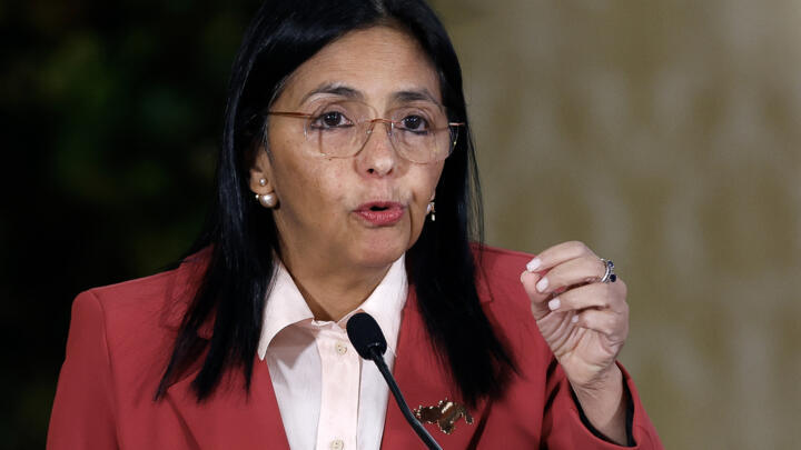 (FILES) Venezuela's Vice President Delcy Rodriguez speaks during a meeting with the Diplomatic Corps, in Caracas, on June 23, 2025. On January 3, 2026, Venezuela's Supreme Court ordered Vice President Delcy Rodriguez to become the country's interim leader after the United States seized President Nicolas Maduro and whisked him out of the country.