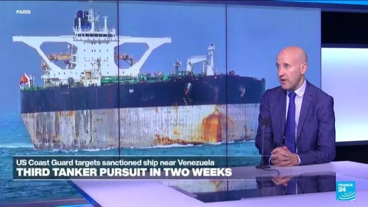 Why is the US pursuing a third oil tanker off Venezuela in to weeks?