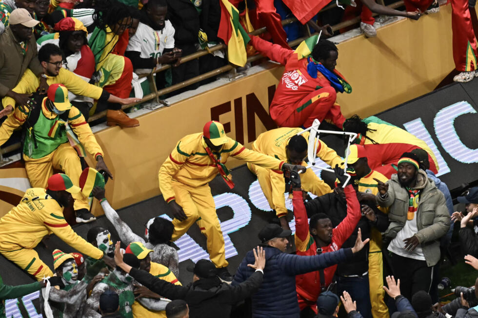 Angry Senegal supporters were involved in clashes after a late penalty was given against their team