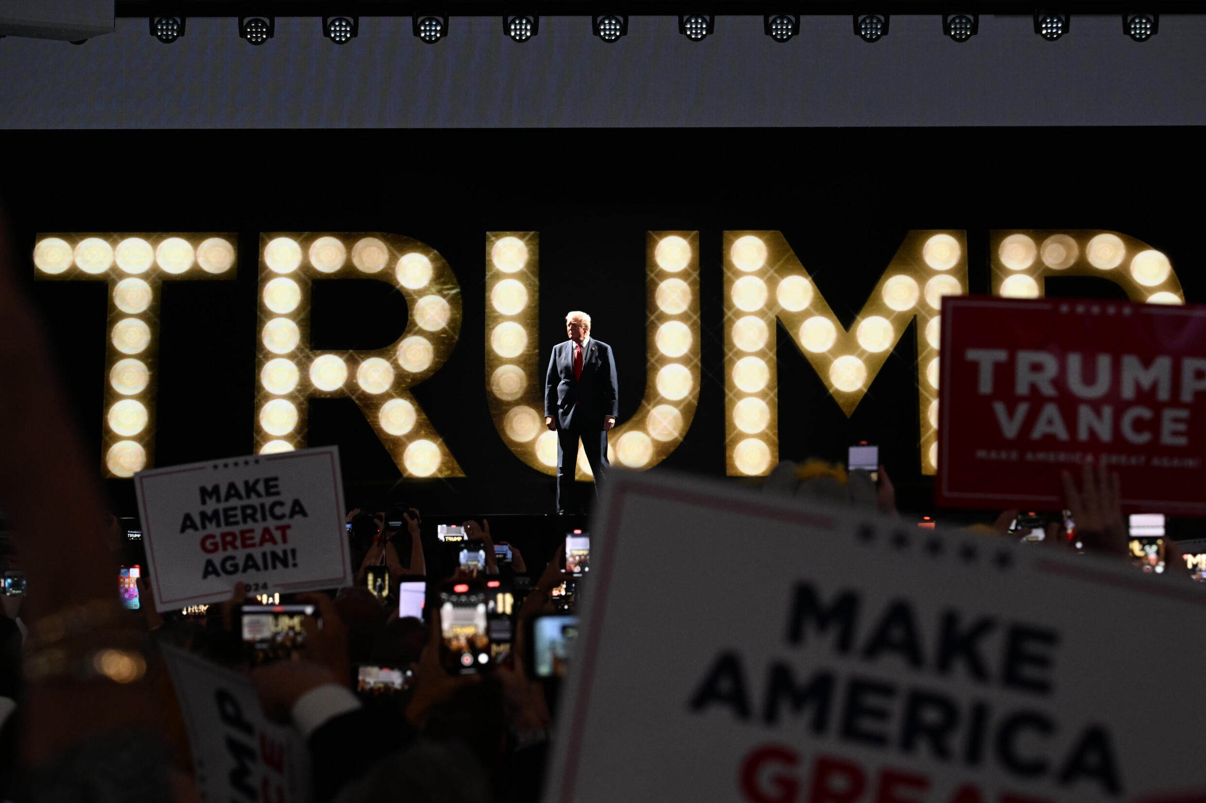 Donald Trump lors de la convention républicaine à Milwaukee (Wisconsin) le 18 juillet 2024.