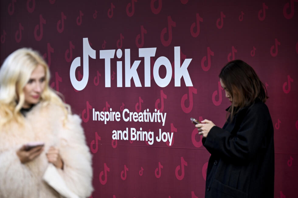 Le stand de TikTok au Forum économique mondial à Davos, en Suisse, le 19 janvier 2026.
