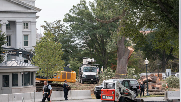 Workers at the White House prepare to construct a new ballroom, September 16, 2025, Washington, DC.