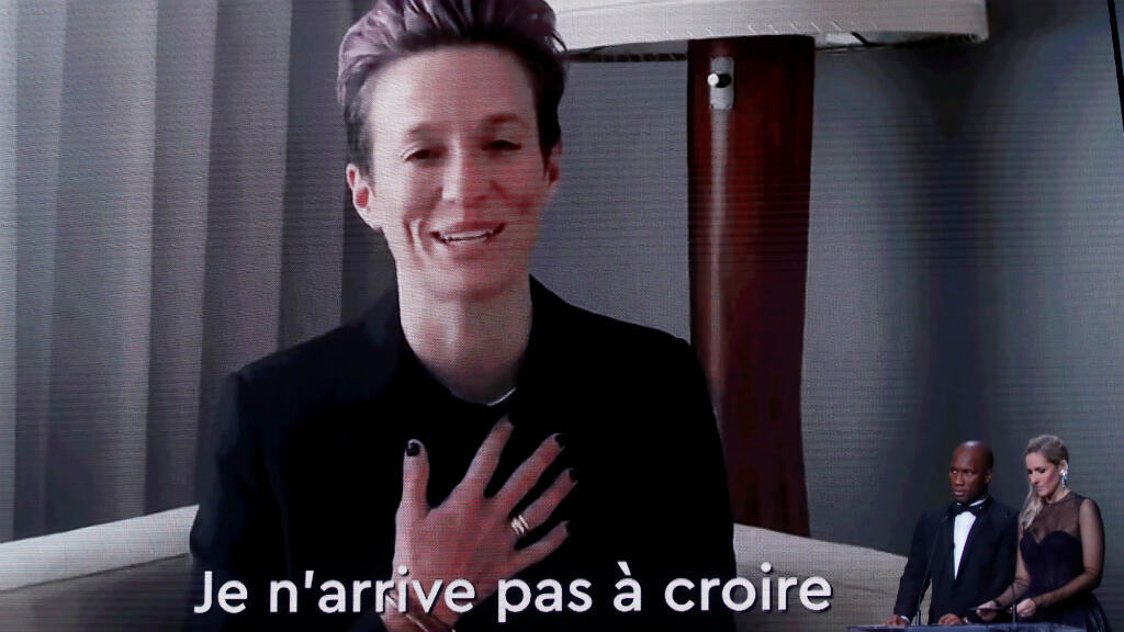 Rapinoe en una grabación en París durante la ceremonia de entrega del Balón de Oro a la que no pudo asistir este 2 de diciembre de 2019.