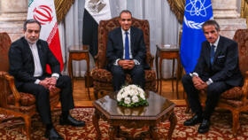 Egypt's Foreign Minister Badr Abdelatty meets with his Iranian counterpart Abbas Araqchi and Director General of the International Atomic Energy Agency Rafael Grossi in Cairo on September 9, 2025.