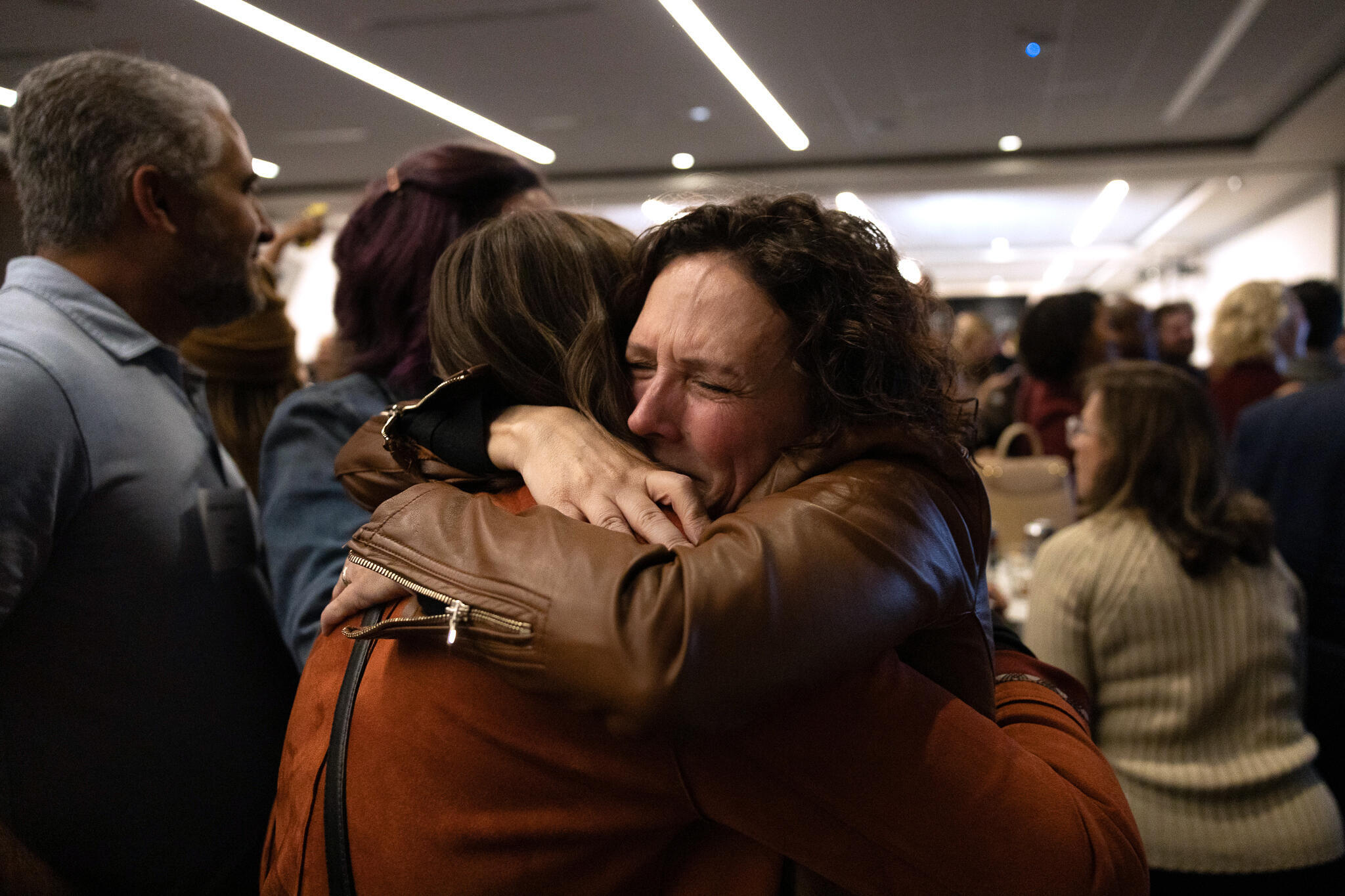 Abortion rights supporters celebrate winning the referendum on the so-called Issue 1, a measure to enshrine a right to abortion in Ohio's Constitution, in Columbus, Ohio on November 7, 2023