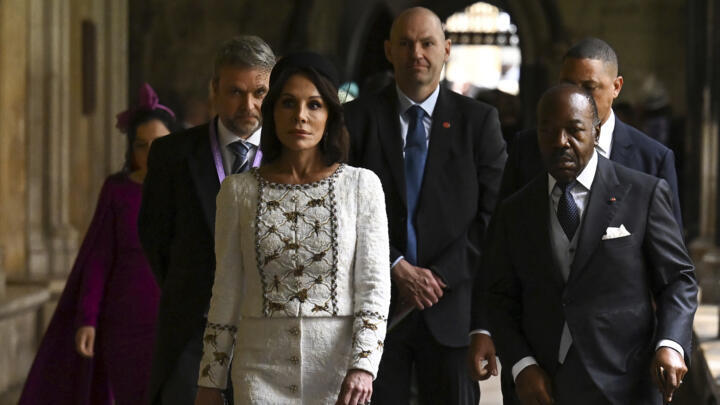 Gabon's President Ali Bongo Ondimba, right, and wife Sylvia Bongo Ondimba  arrive to take their seats inside Westminster Abbey in central London. (File Photo)