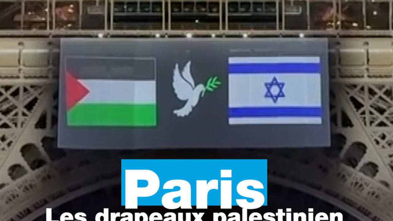 Paris: Les drapeaux palestinien et israélien projetés sur la tour Eiffel
