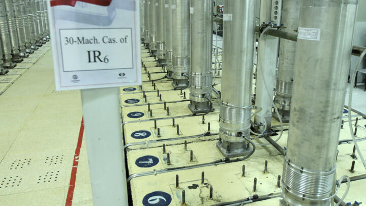 An image relased in 2019 showing centrifuge machines in the Natanz uranium enrichment facility in central Iran.