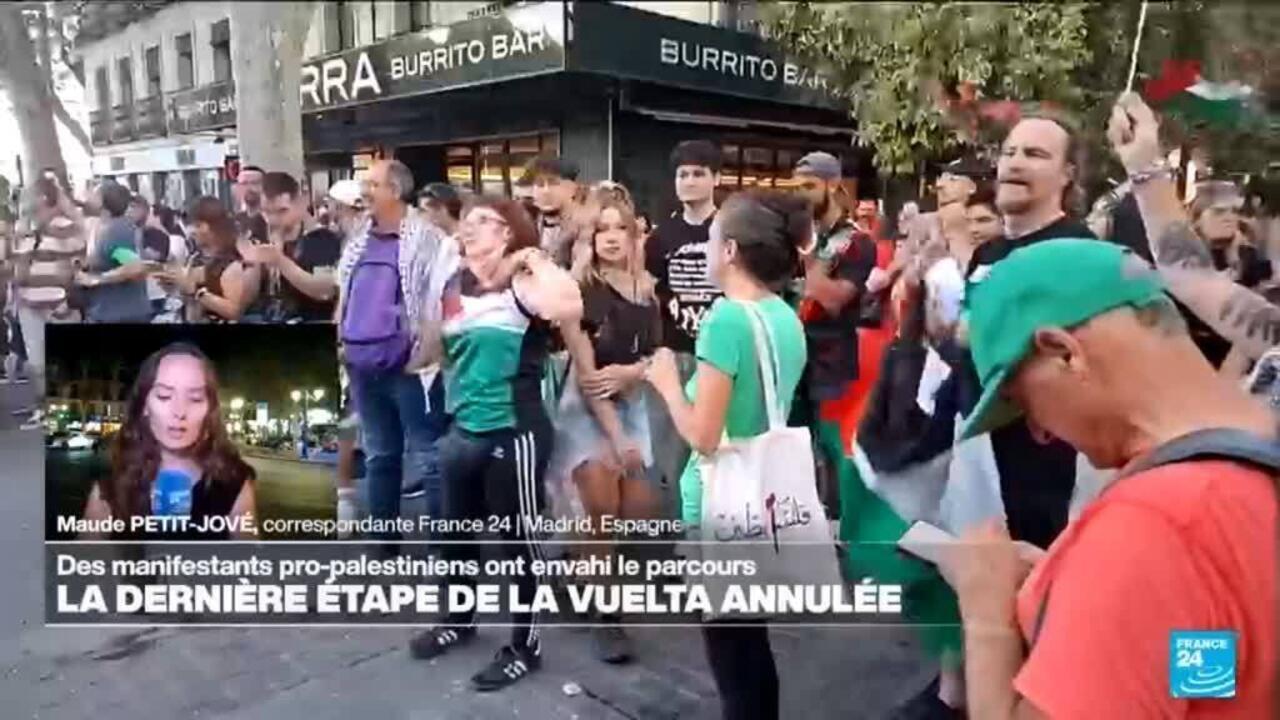 Plus de 100 000 manifestants propalestiniens ont interrompu la Vuelta à Madrid