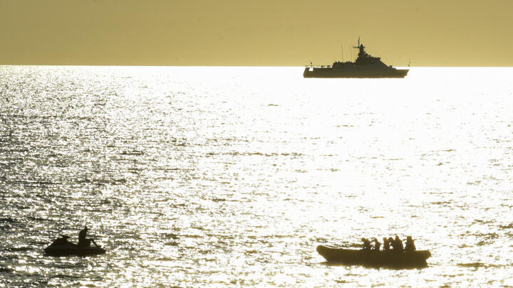 File photo taken July 15, 2022 of a Russian warship seen in the background from Sevastopol in annexed Crimea.