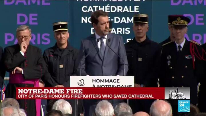 "They went beyond the call of duty," says Castaner about Notre Dame firefighters