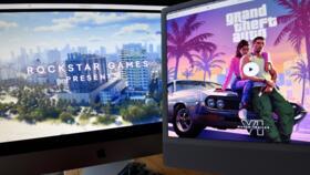 This illustration photo created in Los Angeles, California, on December 5, 2023, shows Rockstar Games's Grand Theft Auto VI trailer played on computer screens.