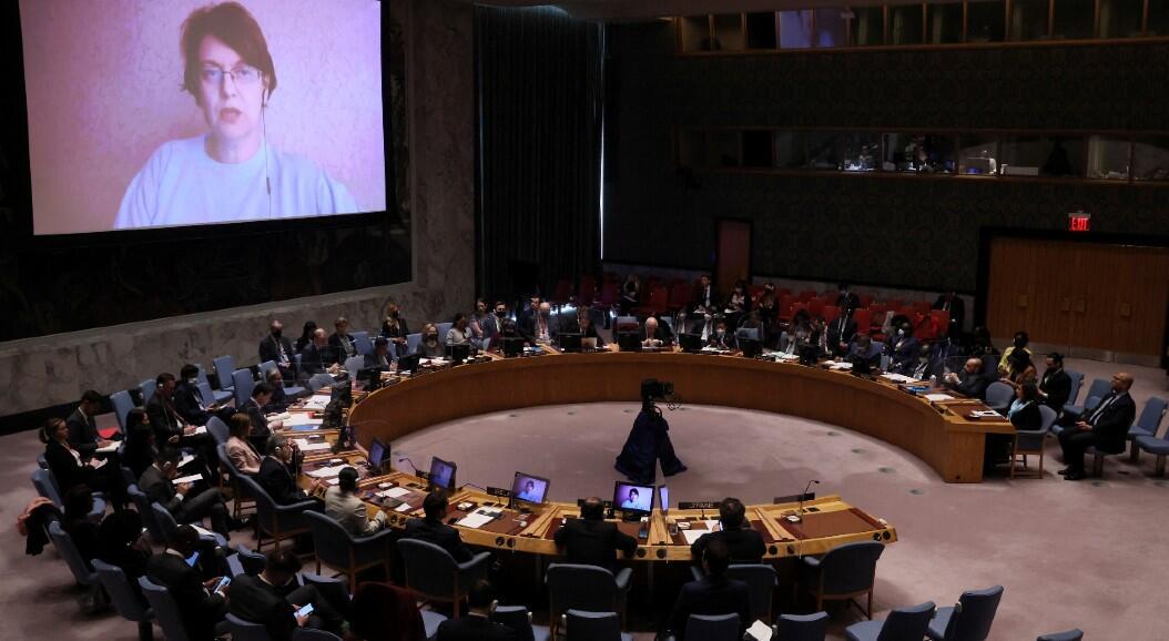 El Consejo de Seguridad de Naciones Unidas durante una reunión sobre la situación abusos sexuales en Ucrania, presuntamente cometidos por soldados rusos. En Nueva York, EE. UU., el 11 de abril de 2022.