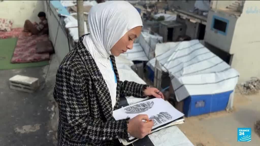 À travers ses dessins, une adolescente dépeint "la douloureuse réalité" de la vie à Gaza