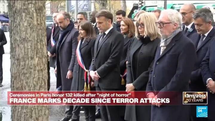France's Macron pays homage to the victims of the 2015 Paris terror attacks