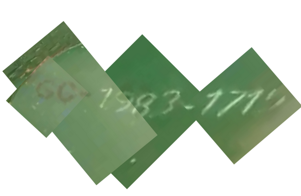 This image shows how we were able to piece together the serial number on the barrel found on September 5, 2024 in the Garri military base, near the al-Jaili refinery in Sudan.