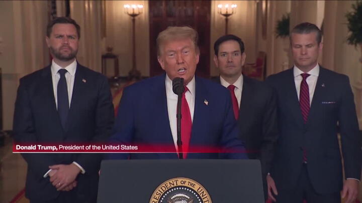 US President Donald Trump's White House speech on US strikes on Iranian nuclear sites