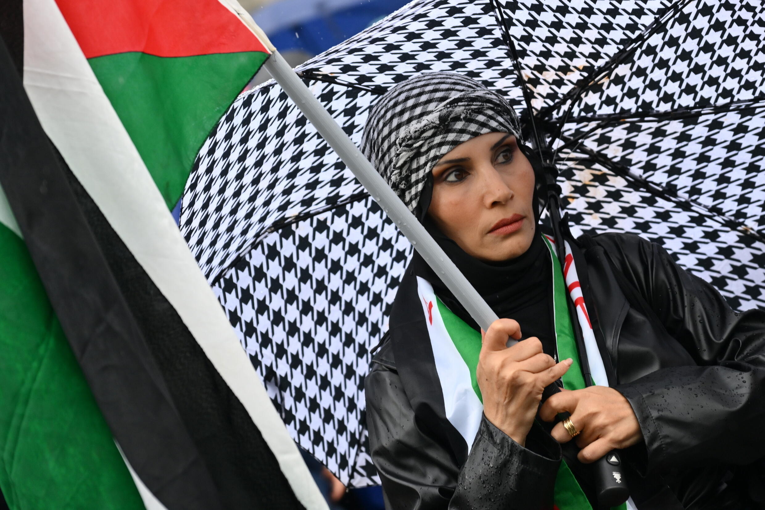 Une manifestante propalestinienne à Rome, le 5 octobre 2024