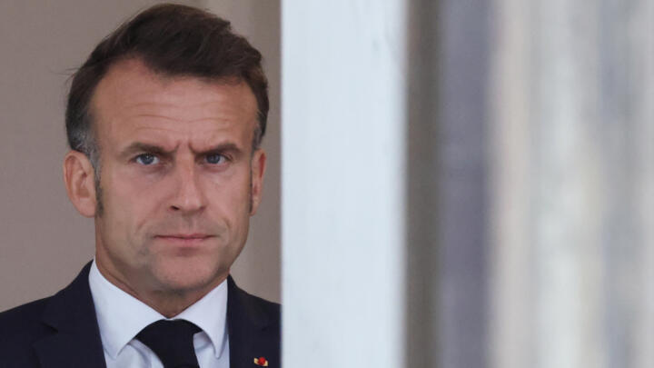 France's President Emmanuel Macron looks on before welcoming Armenia's prime minister at the presidential Élysée Palace in Paris on July 14, 2025.