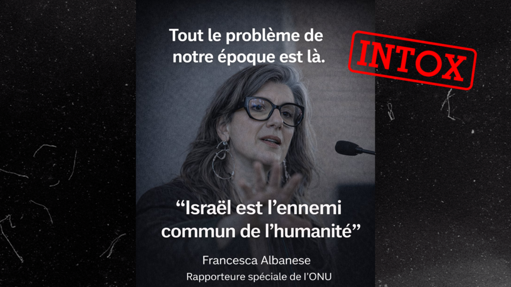 "Israël est l'ennemi commun de l’humanité" : comment cette phrase a été attribuée à tort à Francesca Albanese