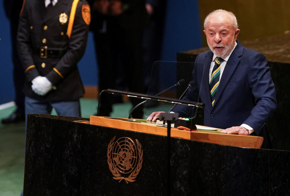 El presidente de Brasil, Luiz Inácio Lula da Silva, se dirige a la 80ª Asamblea General de las Naciones Unidas en la sede de la ONU en Nueva York, EE. UU., el 23 de septiembre de 2025.