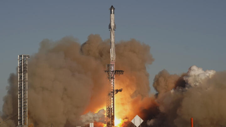 SpaceX's mega rocket Starship launches for a test flight from Starbase in Boca Chica, Texas, Thursday, Jan. 16, 2025.