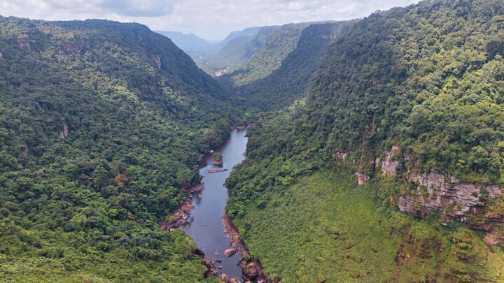 Aerial view of the Potaro River in Guyana